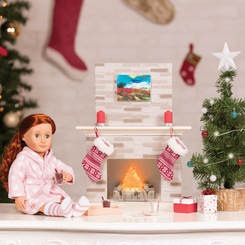 Our Generation Christmas Celebration Set for 18" Doll Fireplace & Tree Set