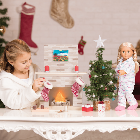 Our Generation Christmas Celebration Set for 18" Doll Fireplace & Tree Set