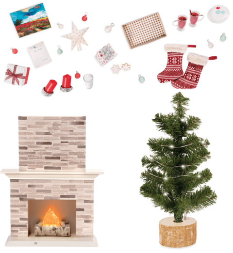 Our Generation Christmas Celebration Set for 18" Doll Fireplace & Tree Set