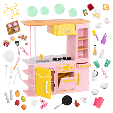 Our Generation Sweet Kitchen Set with Play Food for 18" Dolls