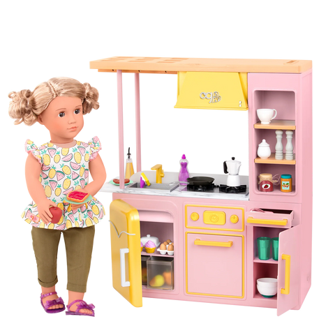 Our Generation Sweet Kitchen Set with Play Food for 18" Dolls