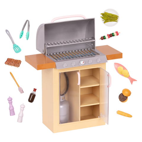 Our Generation Backyard Grill BBQ Playset with Play Food for 18" Dolls