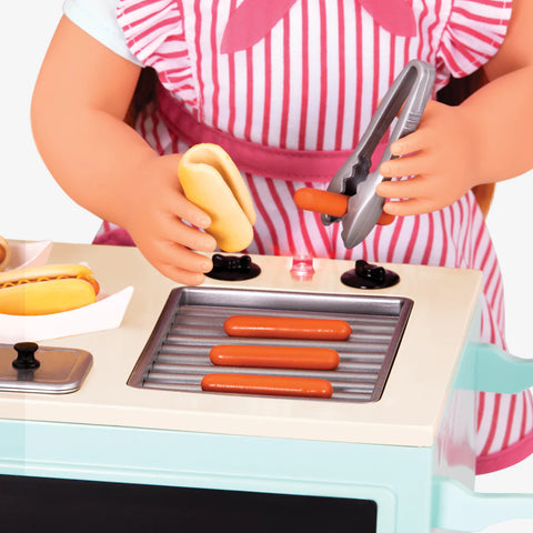 Our Generation Retro Hot Dog Cart With Play Food for 18" Dolls