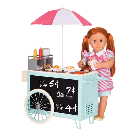 Our Generation Retro Hot Dog Cart With Play Food for 18" Dolls