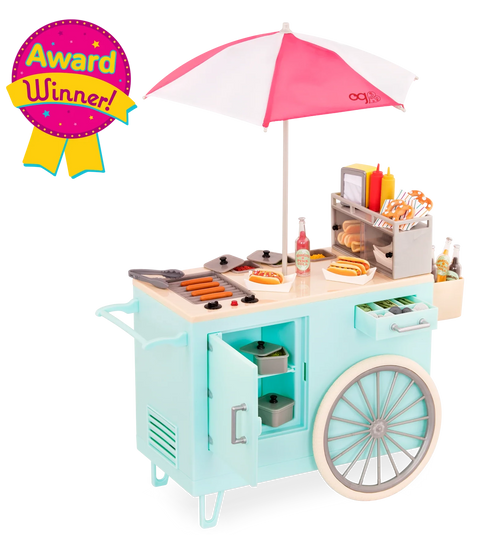 Our Generation Retro Hot Dog Cart With Play Food for 18" Dolls