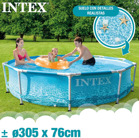 Intex - Beachside Metal Frame Pool With Filter Pump 305x76cm