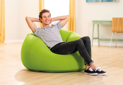 Beanless Bag Inflatable Chair Green and Yellow 107x104x69cm