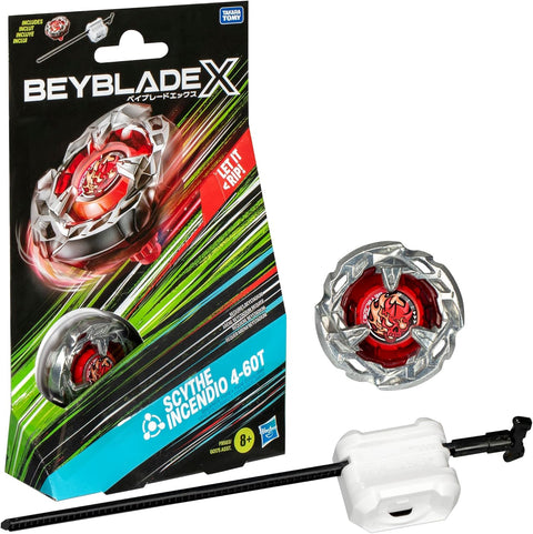 Beyblade X Scythe Incendio 4-60T Starter Pack Set with Balance Type Top & Launcher