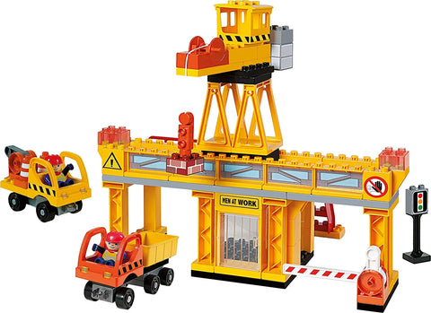 Buiding Site with Crane and Loading Trucks, Unico Plus, 95 Pieces