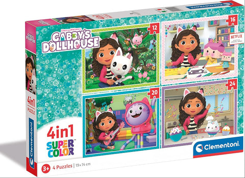 Clementoni SuperColor 4 in 1 Gabby's Dollhouse Puzzle 12, 16, 20,24 Pieces