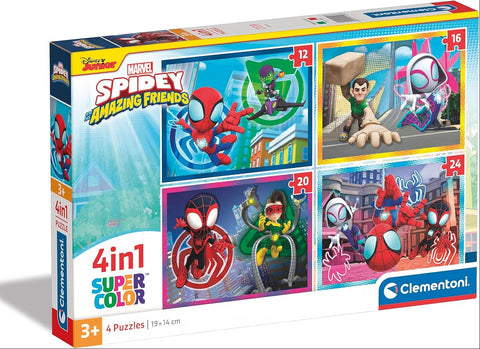 Clementoni SuperColor 4 in 1 Marvel Spidey And His Amazing Friends Puzzle 12, 16, 20, 24 Pieces