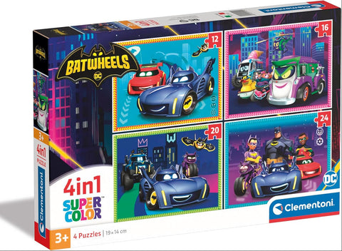 Clementoni SuperColor 4 in 1 DC Batwheels Puzzle 12, 16, 20, 24 Pieces