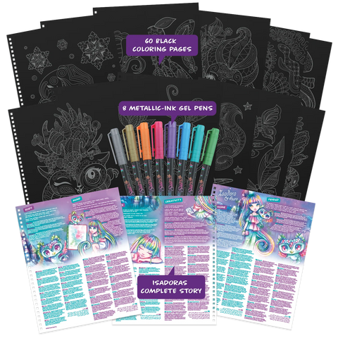 Nebulous Stars Black Pages Coloring Book Isadora (Metal ink)