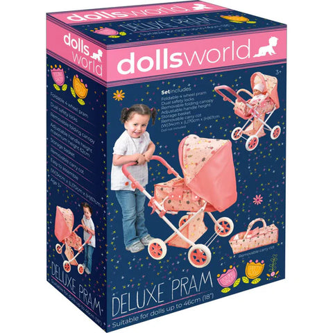 Dolls World Baby Doll Deluxe Pram