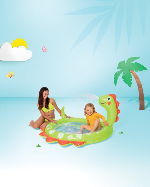 Dinosaur Inflatable Kiddie Pool with Sprayer 119x109x66cm