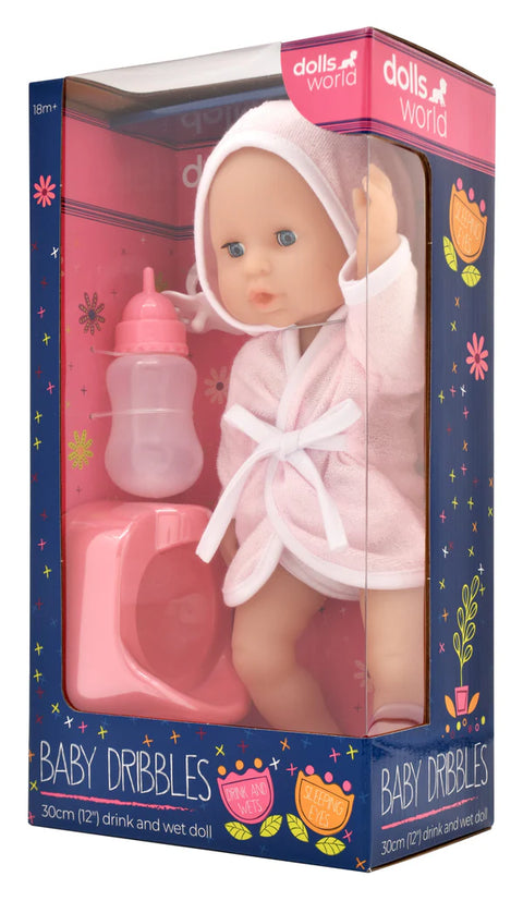 Dolls World Baby Dribbles Drink and Wet Doll 30cm