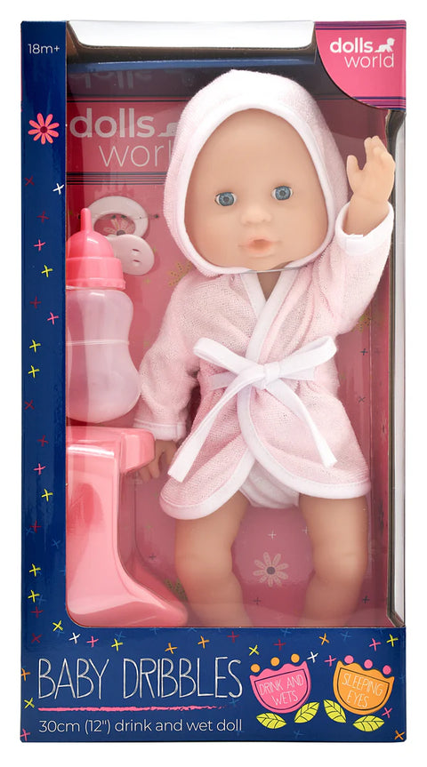 Dolls World Baby Dribbles Drink and Wet Doll 30cm