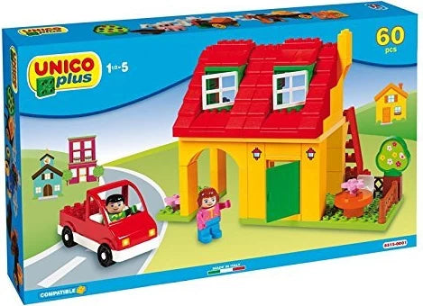 Family House and Car, Unico Plus, 60 Pieces