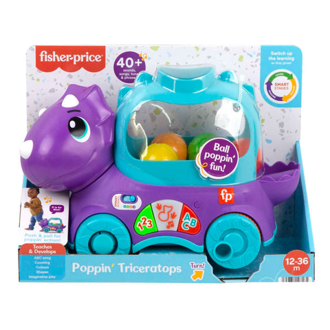 Fisher-Price Poppin’ Triceratops Interactive Ball Popper Pull Toy