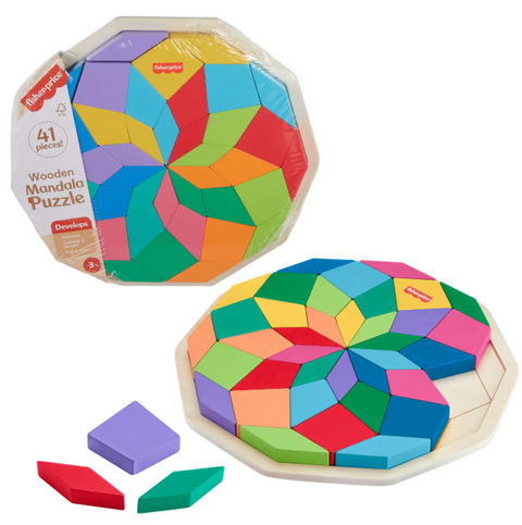 Fisher-Price Wooden Mandala Geometric Puzzle 40 Pieces