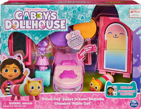 Gabby's Dollhouse, Deluxe Room Set Sweet Dreams Bedroom with Pillow Cat