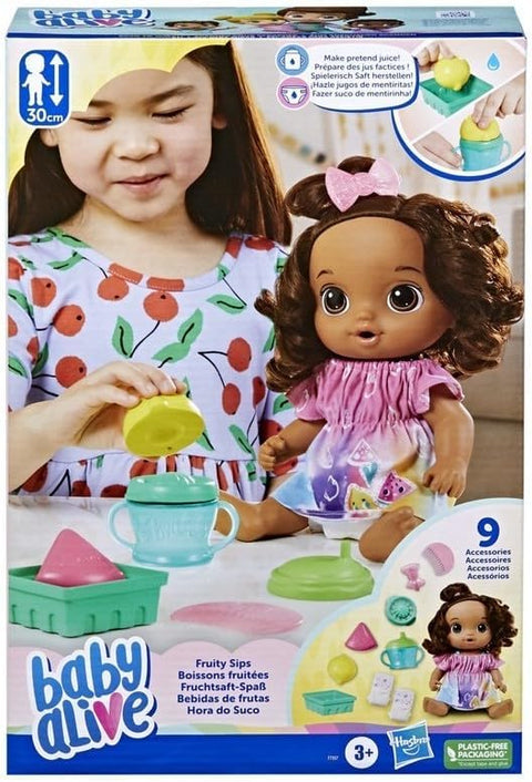Baby Alive Fruity Sips Doll, Lemon, Pretend Juicer Baby Doll Set