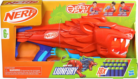 Hasbro Nerf Junior Wild Lionfury, Easy Play Dart Blaster, 16 Nerf Elite Darts