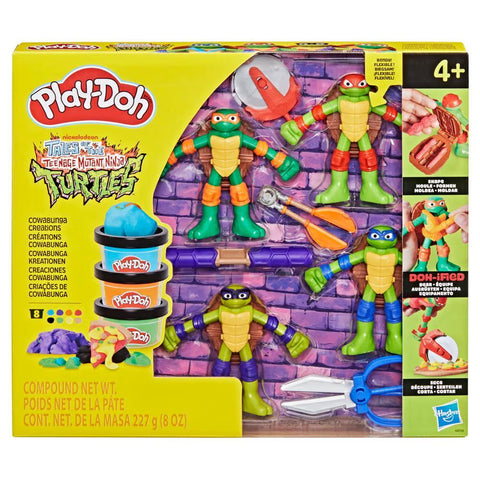 Hasbro Play-Doh Teenage Mutant Ninja Turtles Cowabunga Creations Bendy 4 Inch Action Figures Set
