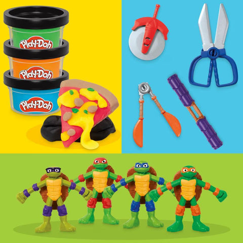 Hasbro Play-Doh Teenage Mutant Ninja Turtles Cowabunga Creations Bendy 4 Inch Action Figures Set