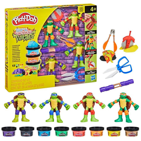 Hasbro Play-Doh Teenage Mutant Ninja Turtles Cowabunga Creations Bendy 4 Inch Action Figures Set