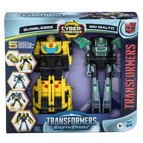 Hasbro Transformers EarthSpark Cyber-Combiner Bumblebee and Mo Malto Action Figures