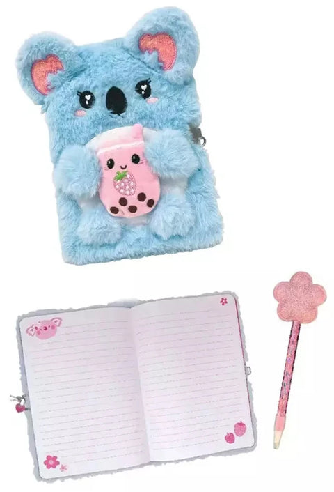 Hot Focus Fuzzy Diary Koala Diary Book With Lock Set