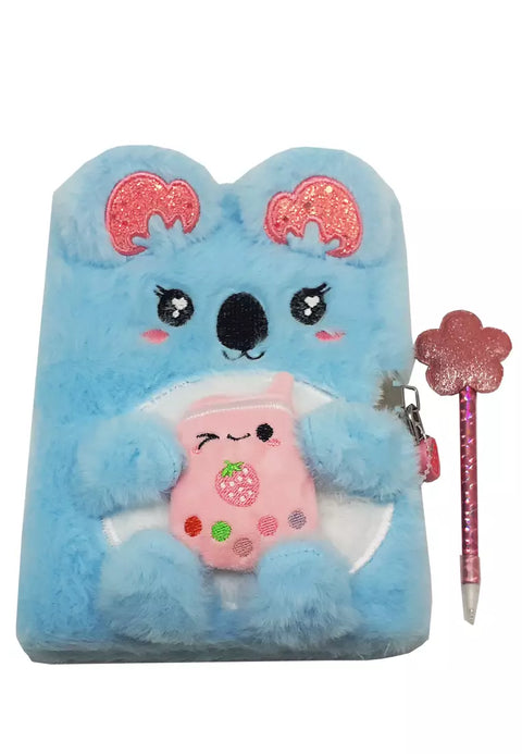 Hot Focus Fuzzy Diary Koala Diary Book With Lock Set