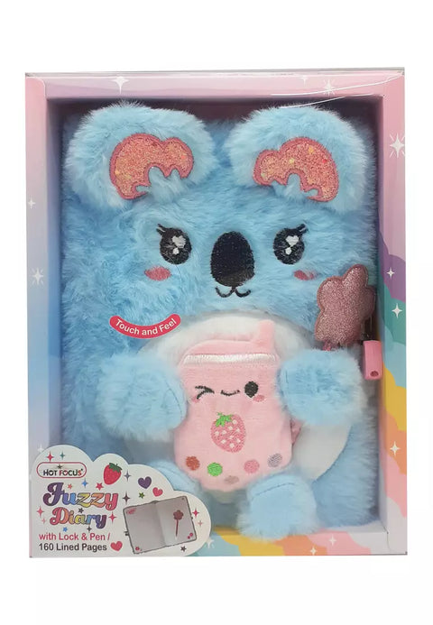 Hot Focus Fuzzy Diary Koala Diary Book With Lock Set