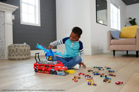 Hot Wheels City Hot Wheels Ultimate Dual Dragon Transporter & 2 1:64 Scale Cars