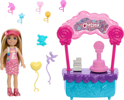 Barbie Chelsea Doll & Lollipop Stand, 10-Piece Toy Playset With Accessories