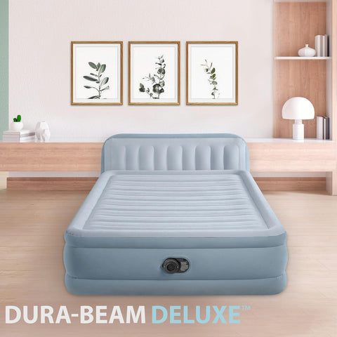 Intex Queen Plush Headboard Airbed with Built-in-pump 236x152x46cm