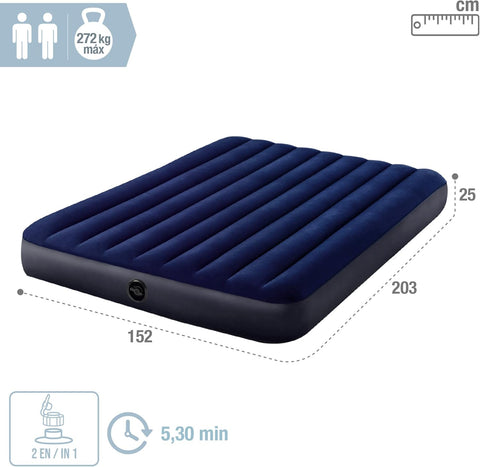 Intex Queen Dura-Beam Downy Airbed with Hand Pump 203x152x25cm