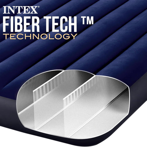 Intex Queen Dura-Beam Downy Airbed with Hand Pump 203x152x25cm