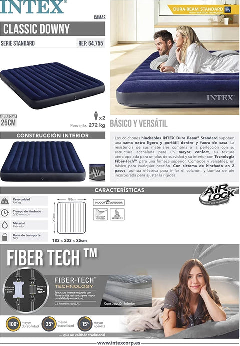 King Dura-Beam Series Classic Downy airbed 203x183x25cm