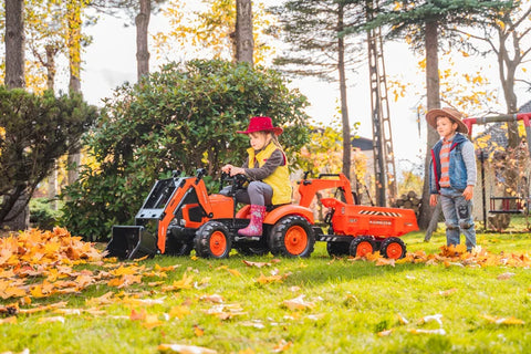 Kubota Pedal Tractor With Front, Rear Bucket And Trailer