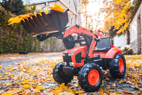 Kubota Pedal Tractor With Front, Rear Bucket And Trailer