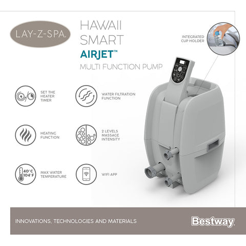 Lay-Z-Spa® Hawaii Smart AirJet 180x180x71cm 6 Person