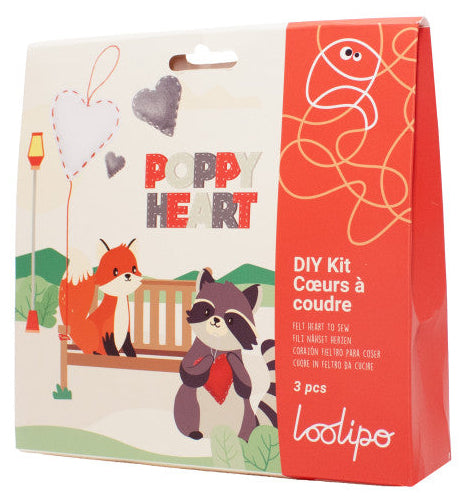 Loolipo Kit À Coudre En Feutrine 3 Coeurs, Poppy Heart