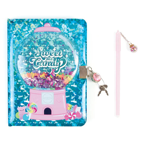 Make It Real Bubble Gum Glitter Locking Journal with Pen
