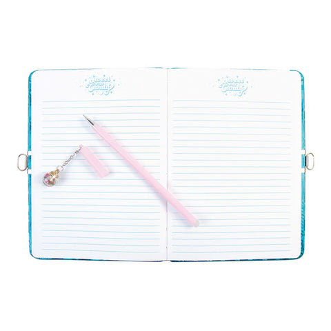 Make It Real Bubble Gum Glitter Locking Journal with Pen
