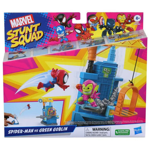 Marvel Stunt Squad Tower Smash Playset, Spider-Man and Green Goblin