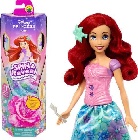Disney Princess Ariel Fashion Doll Set, Spin & Reveal with 11 Surprises