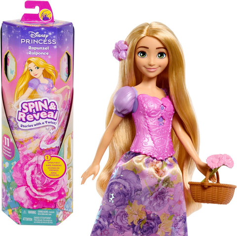 Disney Princess Rapunzel Fashion Doll Set, Spin & Reveal with 11 Surprises
