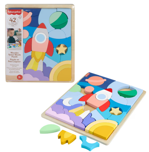 Fisher-Price Wooden Space Blocks Puzzle 42 Pieces